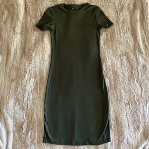 Ribbed Green Day Dress Size S Zara